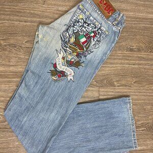 Authentic Dsquared 2 Distressed Straight Leg Embroidery Jeans Size 31